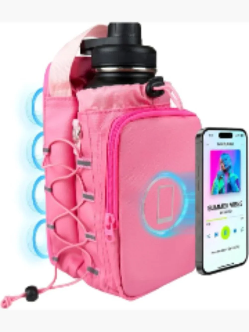 Magnetic Gym Tote with Water Bottle Holder and Phone Mount, Unisex